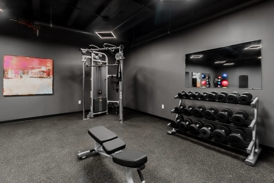 Fitness studio in a multifamily amenity suite