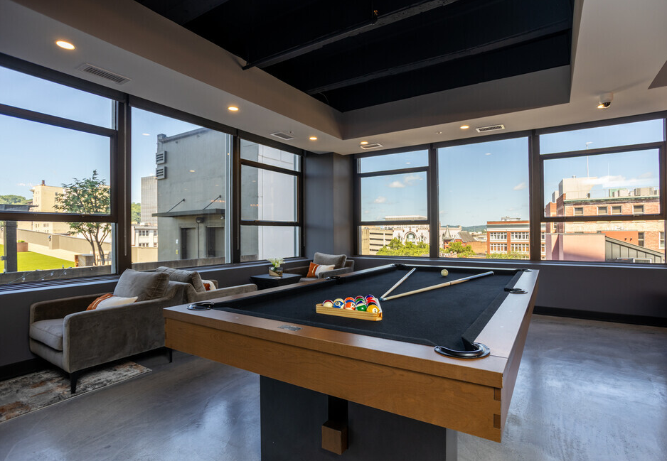 Game room with FlowStone flooring