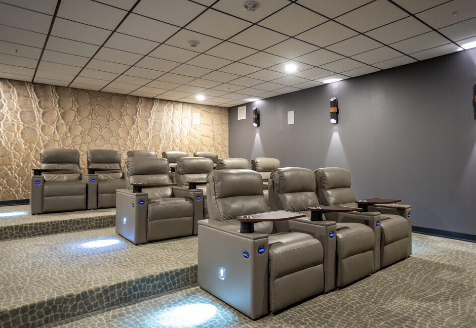Screening room with FlowStone flooring
